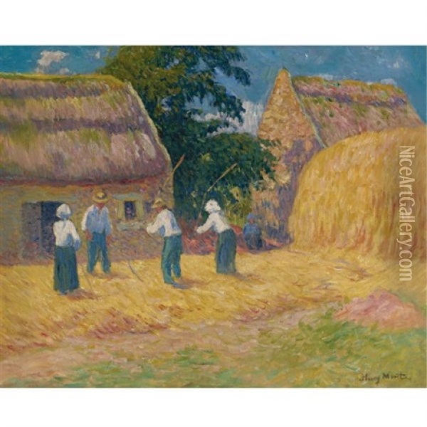 Le Battage Du Ble Oil Painting - Henry Moret