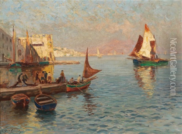 Posillipo, Napoli Oil Painting - Jenoe Karpathy