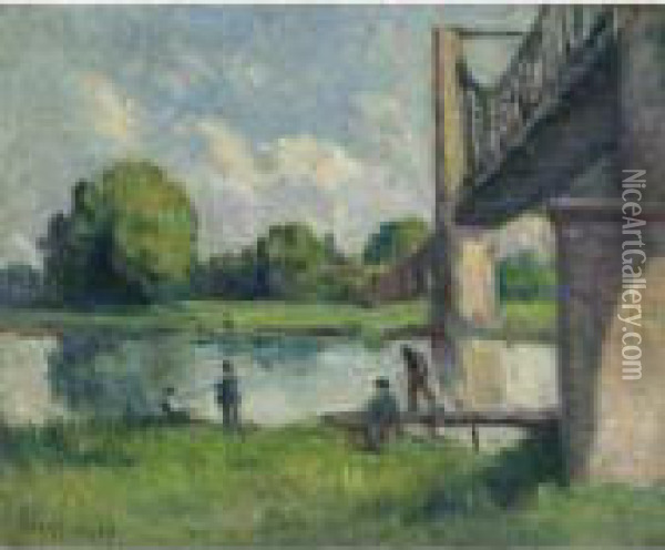 Pont Aux Environs D'angers Oil Painting - Maximilien Luce