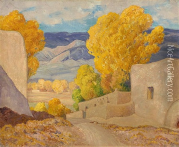 October, Alcalde, New Mexico Oil Painting - Orin Sheldon Parsons
