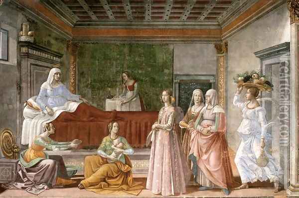 Birth of St John the Baptist Oil Painting - Domenico Ghirlandaio