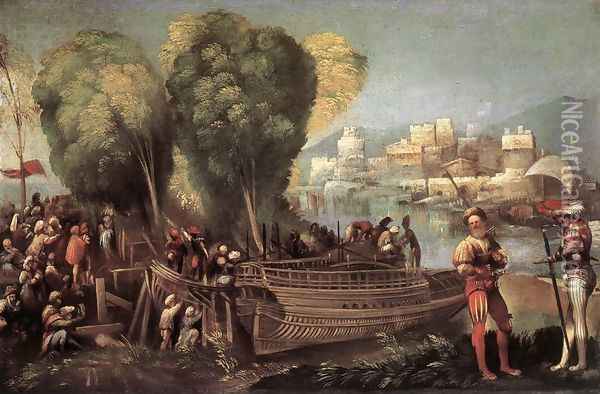 Aeneas and Achates on the Libyan Coast c. 1520 Oil Painting - Dosso Dossi