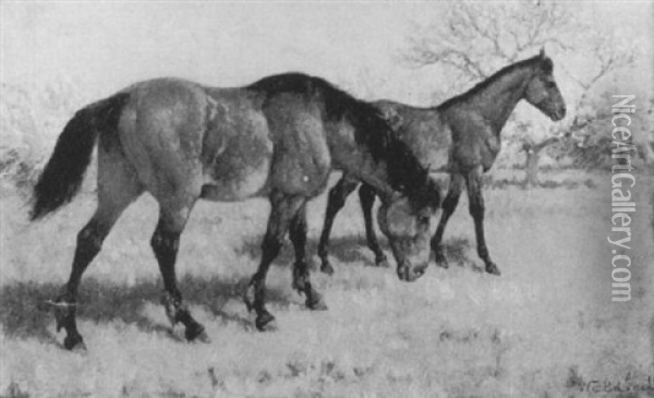 Horses Grazing Oil Painting - William Baptiste Baird