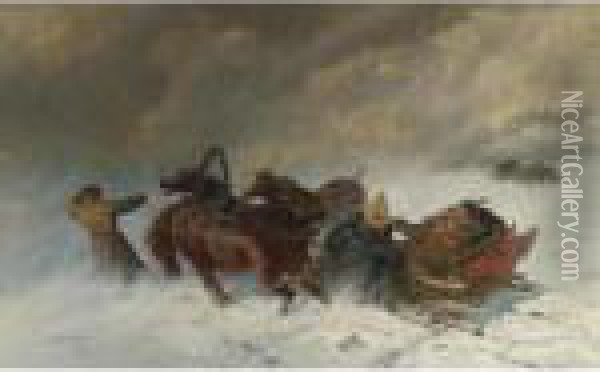 Into The Blizzard Oil Painting - Nikolai Egorovich Sverchkov