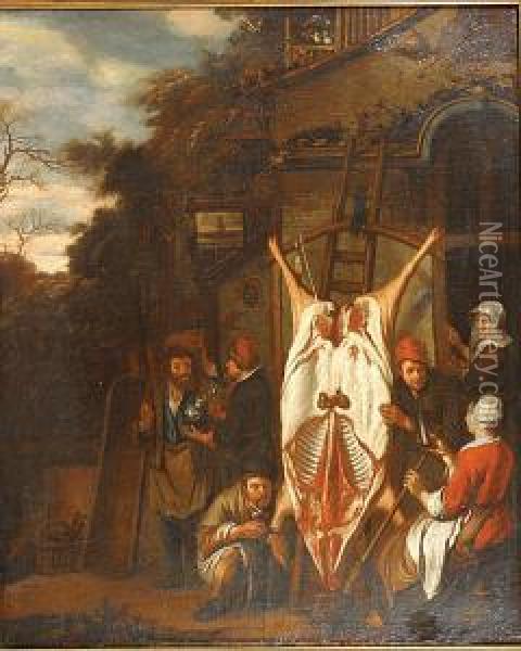 Het Gevilde Varken. Oil Painting - Jan Josef, the Elder Horemans