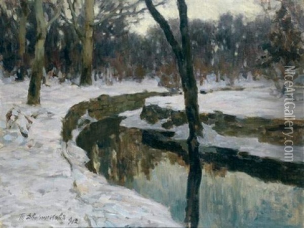 Paysage D'hiver Oil Painting - Tit Yakovlevich (Yakovich) Dvornikov
