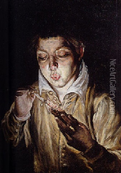 A Boy Lighting A Candle Oil Painting -  El Greco