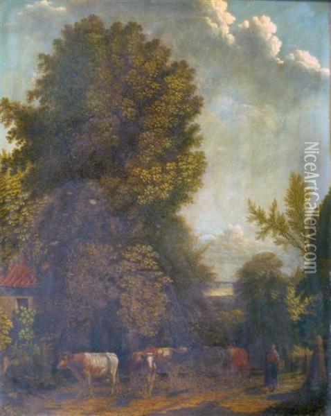 The Herd Returning Oil Painting - Thomas Barker of Bath