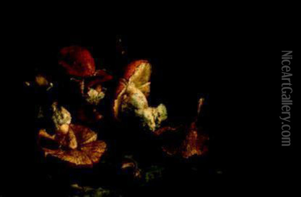 Natura Morta Con Funghi Oil Painting - Giovanni Battista Ruoppolo