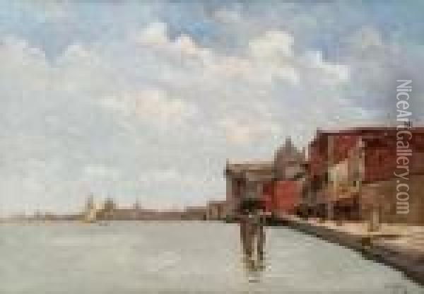Canale Della Giudecca Oil Painting - Guglielmo Ciardi