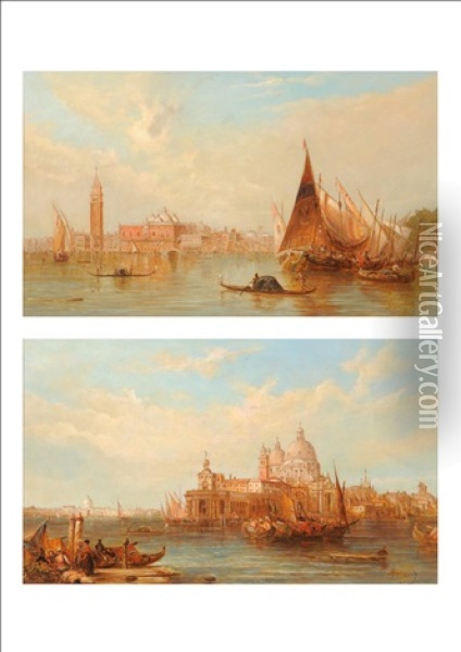 The Dogana (+ The Ducal Palace, Venice; Pair) Oil Painting - Alfred Pollentine