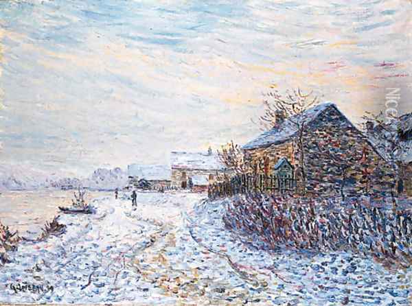 La neige a Tournedos-sur-Seine Oil Painting - Gustave Loiseau