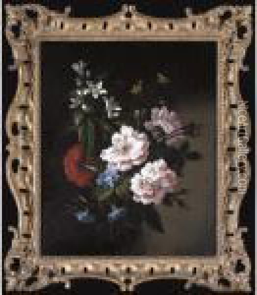 Still Life Of A Bouquet Of Flowers Oil Painting - Jean-Baptiste Monnoyer