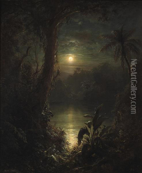 Twilight In The Tropics (a Tropical Moonlight) Oil Painting - Frederic Edwin Church