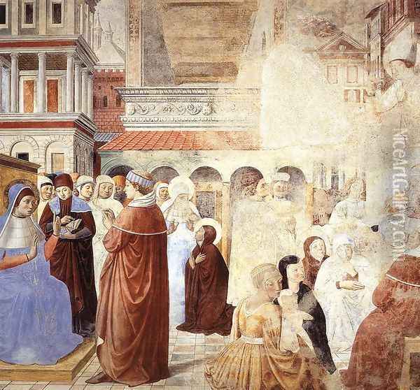 Scenes with St Ambrose (scene 9, north wall) 1464-65 Oil Painting - Benozzo di Lese di Sandro Gozzoli