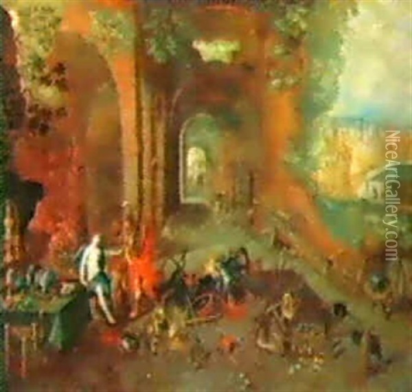La Fucina Di Vulcano Oil Painting - Jan van Kessel the Elder