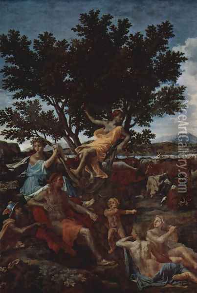 Apollo and Daphne (detail) Oil Painting - Nicolas Poussin