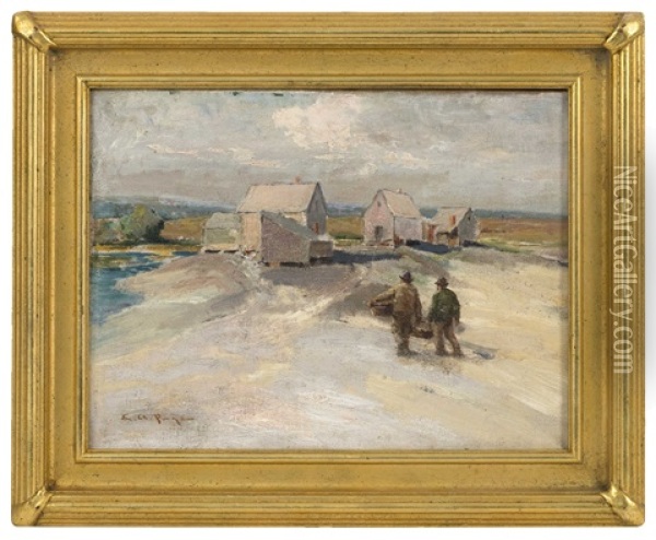 Fishing Shacks, North Shore Oil Painting - Edward A. Page