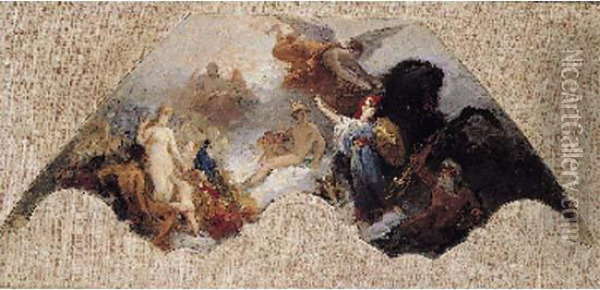 L'olympe, Projet De Fresque Oil Painting - Isidore Alexandre Augustin Pils