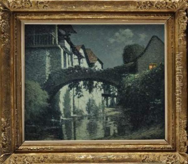 Le Pont Au Clair De Lune Oil Painting - Maurice Grun