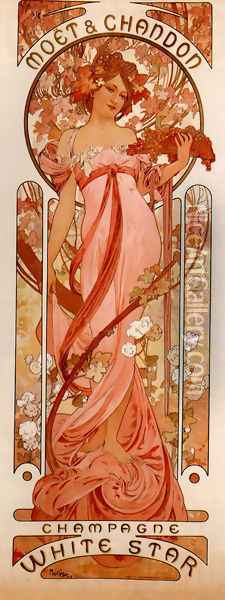 Moet And Chandon White Star Oil Painting - Alphonse Maria Mucha