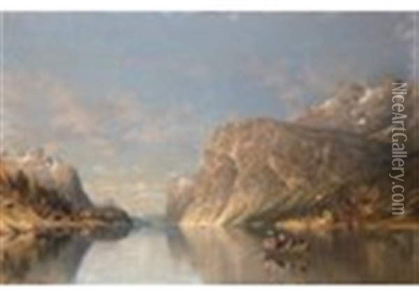 Pleasure Trips On A Norwegian Fjord Oil Painting - Adelsteen Normann