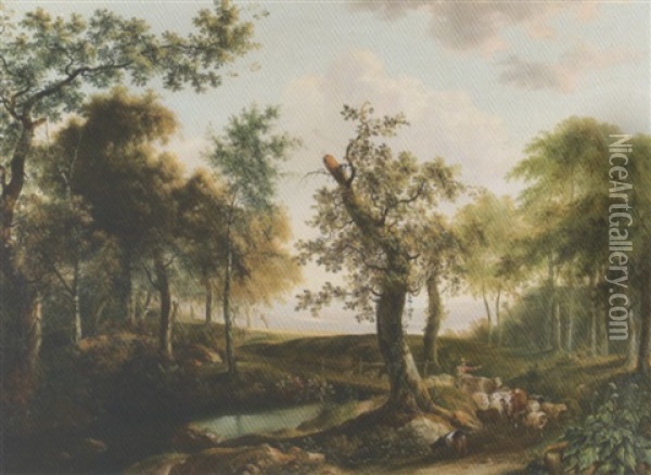 Waldlandschaft Im Sommer Oil Painting - Johann Balthasar Bullinger the Elder