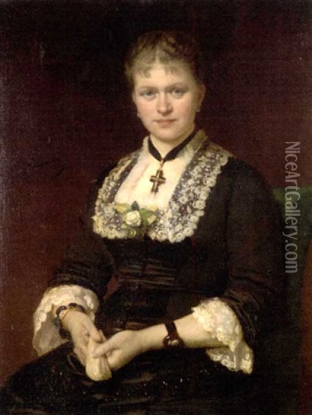 Portrait De Jeune Femme Oil Painting - Konstantin Egorovich Makovsky