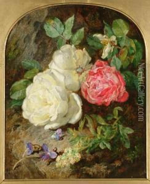 Still Life Of Roses Oil Painting - Martha Darley Mutrie