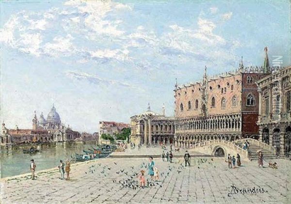 View Of The Doge's Palace, Santa Maria Della Salute Beyond Oil Painting - Antonietta Brandeis