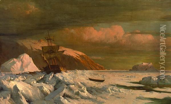 Ship Trapped In Pack Ice Oil Painting - William Bradford