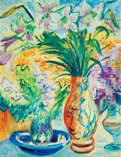 Blommor I Vaser Oil Painting - Sigrid (Maria) Hjerten