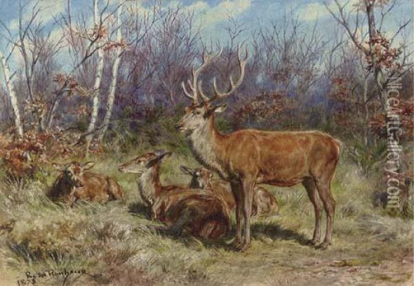 A Buck And Doe In The Forest Oil Painting - Rosa Bonheur