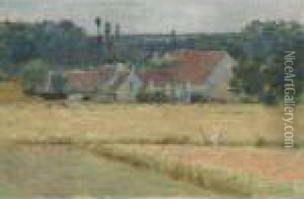 French Farmhouse Oil Painting - Theodore Robinson