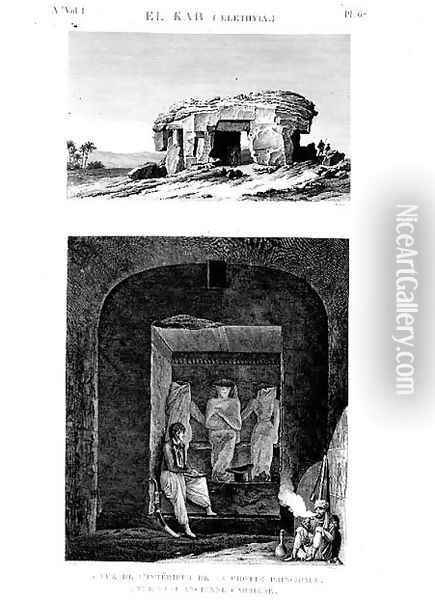 Exterior and Interiors view of the main tomb, El Kab (Elethyia) plate 67 from Vol I of `Descriptions of Egypt` Oil Painting - Cecile
