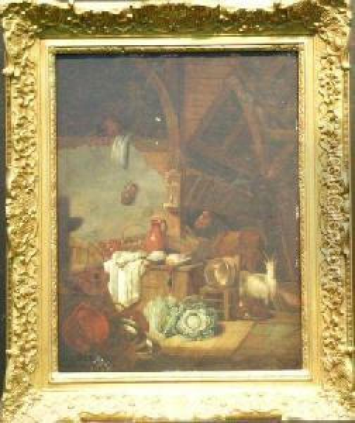 Kitchen/stable Interior Oil Painting - Hendrick Maertensz. Sorch (see Sorgh)