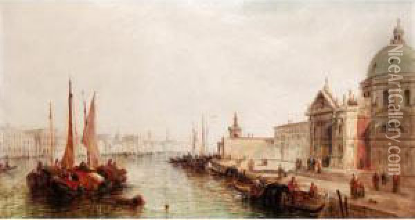 View Along The Grand Canal, Venice Oil Painting - William Meadows