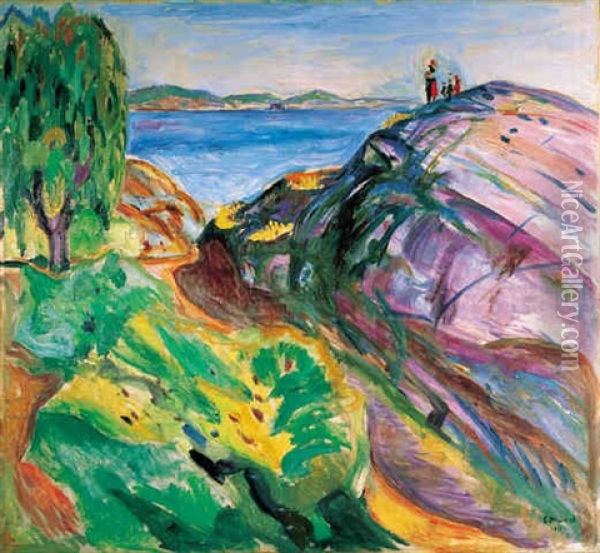 Sommer Ved Kysten, Krager Oil Painting - Edvard Munch