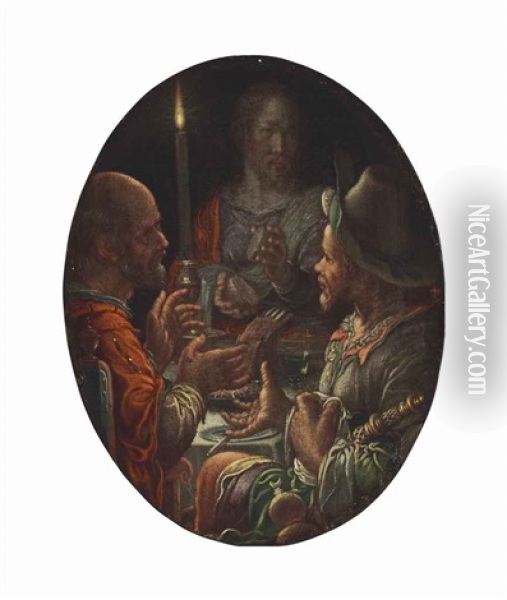 The Supper At Emmaus Oil Painting - Joachim Anthonisz Wtewael