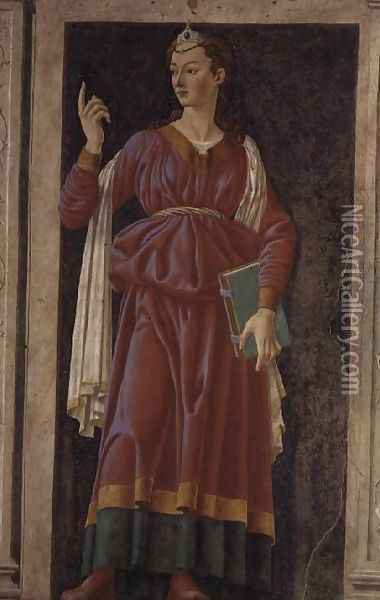 The Cuman Sibyl, from the Villa Carducci series of famous men and women, c.1450 Oil Painting - Andrea Del Castagno