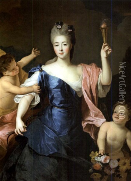 Portrait De La Princesse De Craon(?) En Venus Oil Painting - Pierre Gobert