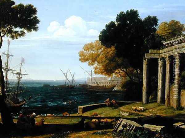 View of the Sea, Port and Amphitheatre of Pola Oil Painting - Jan Frans Van Bloemen (Orizzonte)