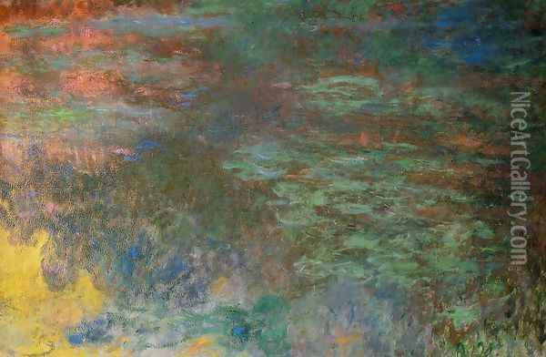 Water-Lily Pond, Evening (right panel) Oil Painting - Claude Oscar Monet