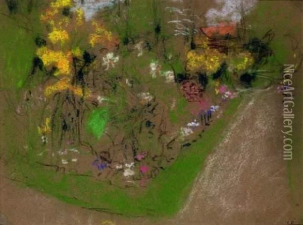 Le Jardin Du Clos Cezanne, 1920-1925 Oil Painting - Jean-Edouard Vuillard