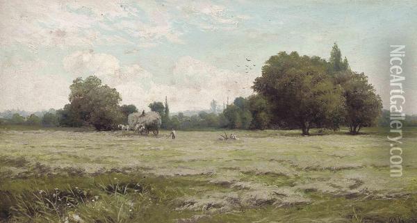 Hay Making Oil Painting - Henry John Kinniard