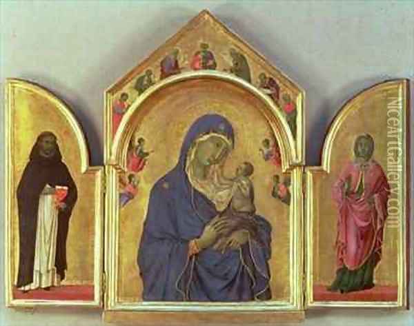 Madonna and Child with SS Dominic and Aurea Oil Painting - Buoninsegna Duccio di