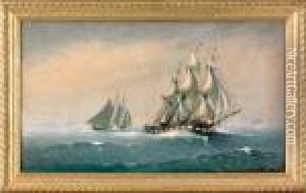 Clipper Ship Marco Polo Leaving Bay Of Fundy Oil Painting - Marshall Johnson