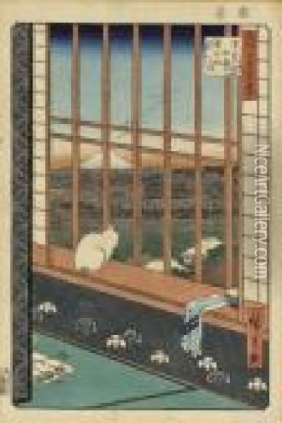 Asakusa-tambo, Torinomachi-mode Oil Painting - Utagawa or Ando Hiroshige