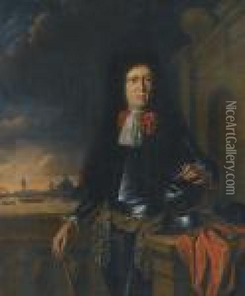 A Portrait Of Jan Van Broeckhuizen (1649-1707) Oil Painting - Ludolf Backhuysen