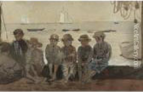 Boys On A Dock (boys Sitting On A Wharf) Oil Painting - Winslow Homer